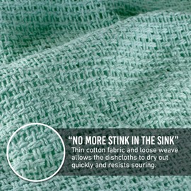 Country Cottons Old Fashion 100% Cotton Dishcloths - Set of 4 Mixed Colors - 2 Mint/2 Natural -11" x 11"