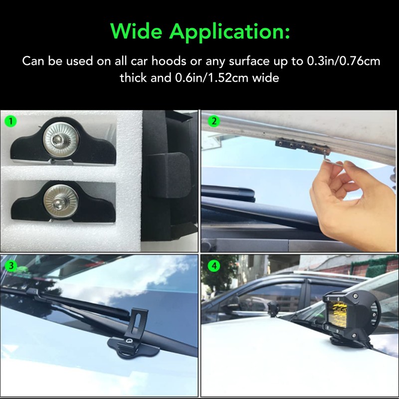 2PCS Work Light Bar Mounting Brackets Universal Stainless Steel LED