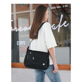 MINTEGRA - Bolso de hombro para mujer, espacioso con múltiples bolsillos, bolso cruzado para mujer, con asa superior, Azul-S, Large, Casual