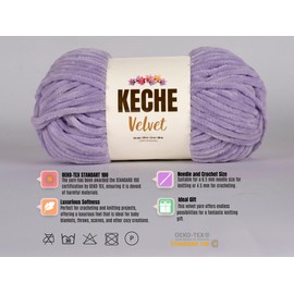 KECHE Keche Velvet Yarn for Crocheting, Soft Chenille Bulky Baby Blanket Amigurumi Yarn 2x100 gr (2x132 yds) (2 Skeins) (Lilac)