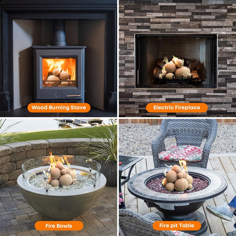 Stanbroil 12 Pack Ceramic Balls, Mixed 4 Sizes Fireplace Balls,