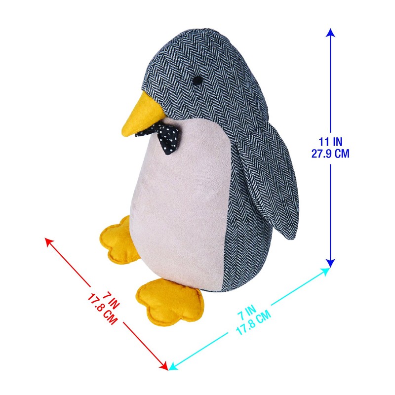 Elements 5218412 Decorative Polyester Door Stop, 10", Gray Penquin