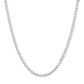 Toptrend 3.5mm Silver Tone Chains for Men, Mens Necklace Chains Stainless Steel Cuban Link Chain Necklace for Men and Boys, Mens Chain 28 Inch