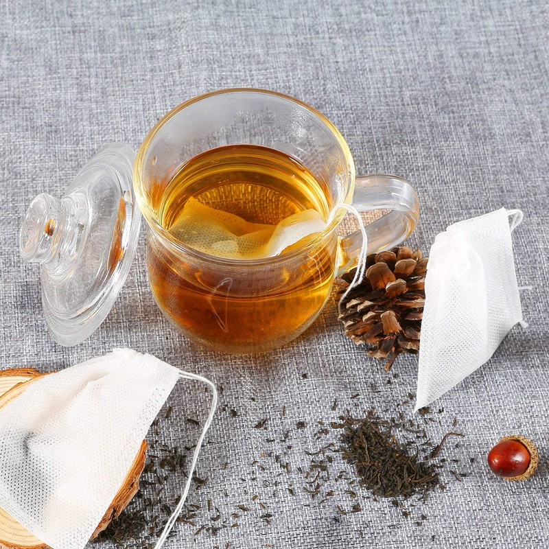 200 Pcs Disposable Tea Filter Bags Empty Cotton Drawstring Seal