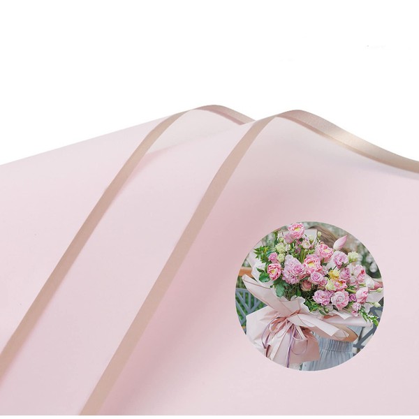 Rikyo 40 Counts Gold Edge Fresh Flowers Wrapping Paper,Wraps Waterproof Floral Wrapping Paper Sheets Fresh Flowers Bouquet Gift Packaging Korean Florist Supplies, 22 3/4 x 22 3/4 Inch (Pink)