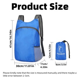 15L Ultralight Foldable Backpack, Small Lightweight Packable Hiking Rucksack, Water Resistant Light Travel Daypack for Unisex, Large Capacity Folding Day Bag for Outdoor Camping Walking Cycling
