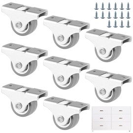 Pack of 8 25 mm Small Wheel Castors Rubber Furniture Castors Non-Swivel Small Castors for Furniture Small Fixed Castors with Screws for Flight Cases, Tool Boxes, Furniture, Trolleys (Diameter 25 mm/20