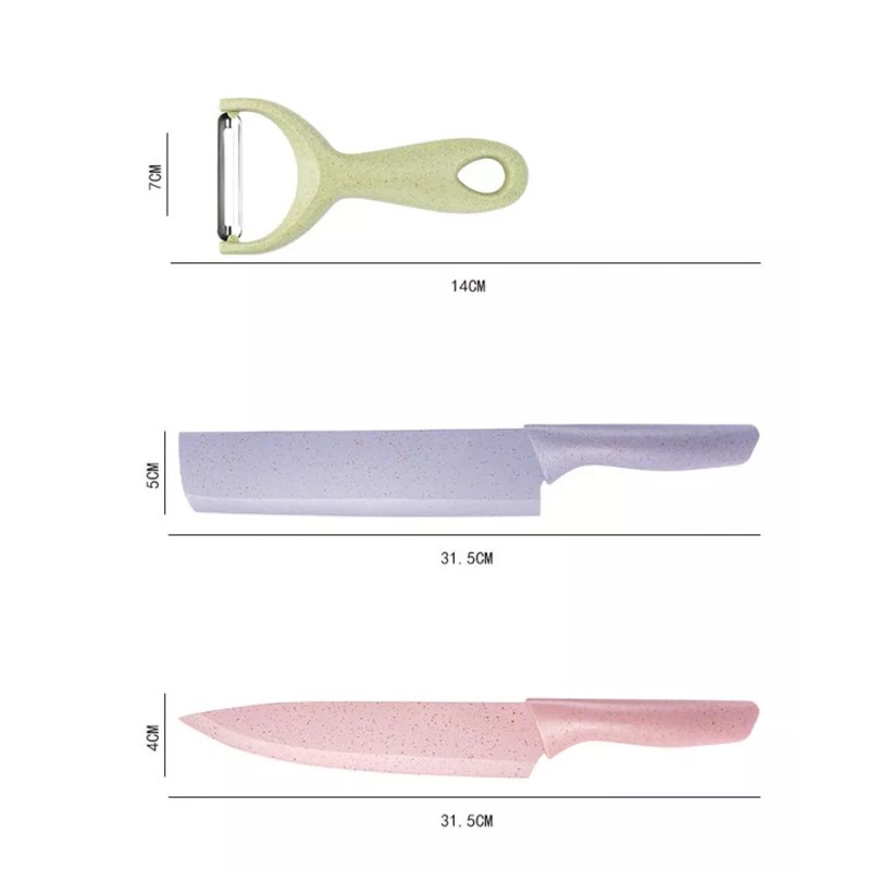 KH Cuchillos Set De 6pz Color Pastel Tijeras Cocina Regalo