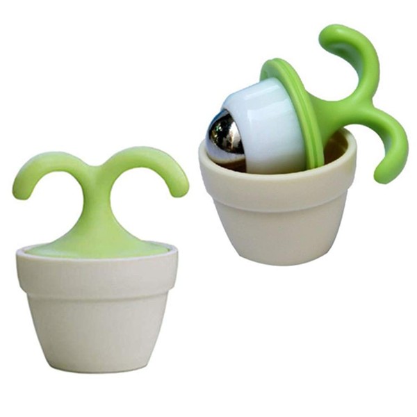 16xi 2PCS Handheld Body Massager Mini Potted Plant Shaped Roller Ball Bead Relaxation Neck Foot Face Pot Desk Decor Massage Cooling for Neck, Arms, Legs, Feet - Office, Home or On-The-Go Great Gifts