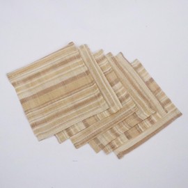 INYOWAKI - Servilletas de cóctel de lino 100 % puro, 12-4 x 4 pulgadas, servilletas de cóctel de tela pequeña a rayas para día festivo, Año Nuevo, felicidades, bodas, bebidas, fiestas, todos los días