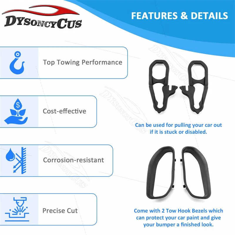 DY 2PCS Front Tow Hooks Heavy Duty Fit For Dodge