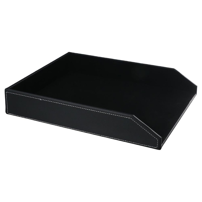 Risedot Black Leather Letter Tray Desk Organizer Document Holder Perfect