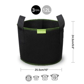 Mactoou Grow Bags for Vegetables, 5 Pack 3 Gallon Non-Woven Fabric Tomato Grow Bags Pots with Handles for Vegetables, Potatos, Tomatoes, Strawberry, Flowers and Fruits, Black