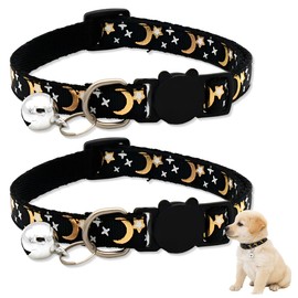 2 Stück katzenhalsband, reflektierende halsband katze mit Glöckchen, zum Schutz vor Verletzungen bei Nacht (schwarz).