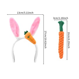Dog Ear Headband,1 Pcs Easter Costume Cute Bunny Ear Hairband 1 Pcs Carrot Chew Toy Easter Party Puppy Headwear Supplies for Dog Cat