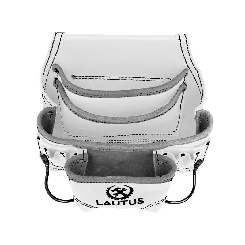 LAUTUS Oil Tanned Leather Tool Pouch Bag | WHITE| Carpenter,