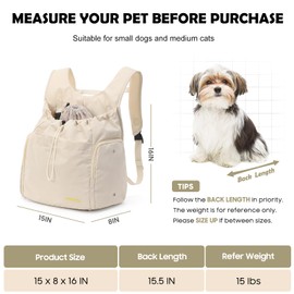Dog Front Carrier Backpack, Adjustable Pet Dog Carrier Backpack Ventilated Mesh Dog Travel Backpack with Zippered Side Windows for Hiking Traveling for Small Medium Cats Dogs (Max 13 lbs)
