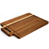 Elama Acacia Wood Rectangle Serving Board with Handle, Charcuterie Board,