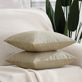 Madizz Set of 2 Faux Linen Cushion Covers, Soft Decorative Cushion Cover for Sofa, Bedroom, Light Taupe, 50 x 50 cm, Square