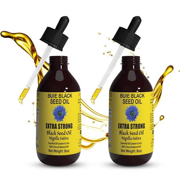 Black Seed Oil | 4.5-6% Thymoquinone | 100% Pure Cold Pressed Oil | No preservatives | Vegan | Glass Bottle | Nigella Sativa Oil 16 FL Oz (Pack of 2 each 8oz)