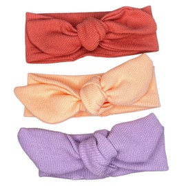 Selen Baby and Care Headband%100 Cotton Elastic 3pcs For Newborn Baby And Toddler Baby Girl 0-24 Months Handmade Hair Accessories (pink, lilac, plum)