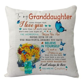 to My Granddaughter Pillowcase Gift,Funny Granddaughter Pillow Cover for Women Girls Ladies Birthday Christmas Graduation Wedding Granddaughter Gift from Grandparents Cushion Cover