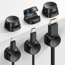 Lamicall 6 Piezas Organizador de Cables - [Cerradura 1s] [Estirar el Cable Fácilmente] Cable Management, Clips para Cables, Ordenador de Cables, Cord Organizer para Pared Escritorio Automóvil, Oficina