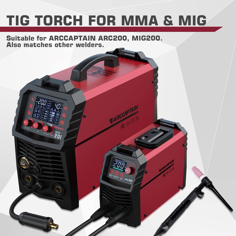 ARCCAPTAIN TIG Welding Gun, WP-17V Argon TIG Torch with 13FT