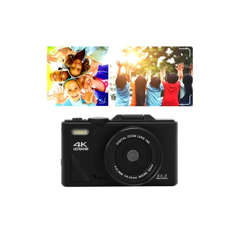 4K Digital Camera for Photography, 18X Zoom Autofocus Retro Video