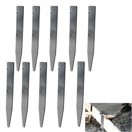 Flat Steel Stakes for Concrete Forms - 12 x 1.4in, Heavy Duty Solid Metal Concrete Stakes with Holes, Rust Resistant Coating, Reusable, V Point End, 10PCS