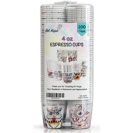 Art Kups [ 4 oz - Pack of 200 ] Bathroom Paper Cups | Small Espresso Cups | Disposable Bath Cups For Kids | Mini Paper Ice Cream Cups | Mouthwash Cups | Coffee Paper Shot Cups For Home & Office
