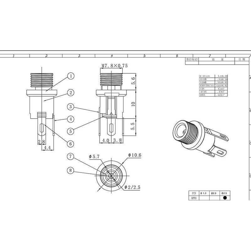 CLDIY 2.5 mm DC Power Jack Socket Panel Mount DC