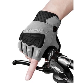 INBIKE Cycling Gloves For Mens MTB Fingerless Cycle Mountain Bike Womens Padded Road Gel Pad Half Finger Bicycle Biking Exercise Gym Accessories Grey S
