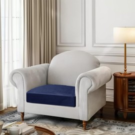 Yeahmart Sofa Seat Cushion Cover, Sofa Cushion Slipcovers Stretch Velvet, Couch Cushion Covers Replacement for Individual Cushions with Elastic Bottom (Blue, 1 Seater)