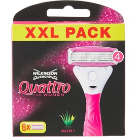 WILKINSON SWORD - Quattro For Women | Smooth Glide | Pack of 6 Razor Blade Refills