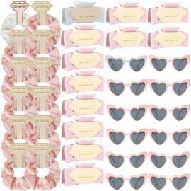 Tethzeng Bridesmaid Scrunchies Proposal Gifts Bachelorette Hair Claws Clips Girls heart sunglasses for Wedding Party Favors (36pcs White&Pink)