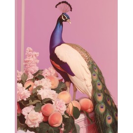Peacock Journal: Pink Room Decor, Bird Artistic Lined Diary Notebook - Aesthetic Gift For Girls, Women, Maximalist Diary, Desk Office Accessories