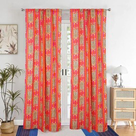 INDACORIFY Cortina con Estampado de Tigre, Estilo Bohemio Indio, de algodón, Juego de 2 Paneles Extra Largos para Sala de Estar, Puerta y Ventana (Multicolor, 101.6x228.6)