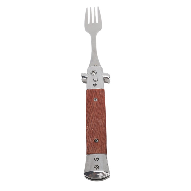 Spring Fork Rosewood Handle Stainless Steel Foldable Spring Fork for