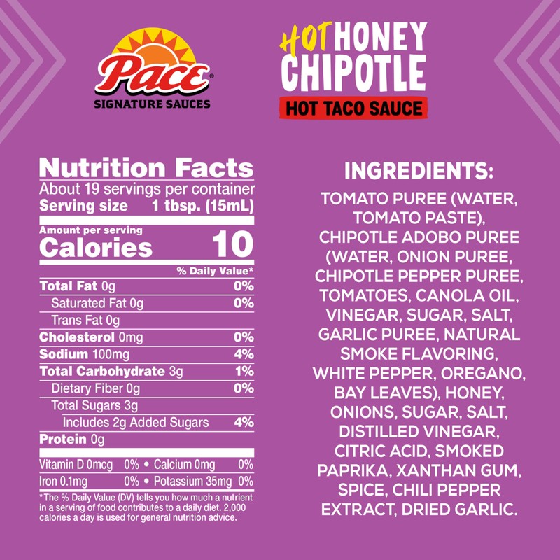 Pace Signature Sauces Hot Honey Chipotle Sauce, 11.1 oz Bottle
