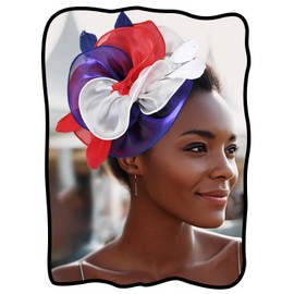 Yokawe Patriotic Fascinators Hat Feathers Cocktail Headband Tea Party Headpiece for Women (Red-White-Blue)
