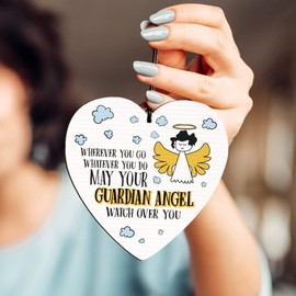 Dorothy Spring May Your Guardian Angel Watch Over You Inspirational Spiritual Gift Wooden Heart Sign Plaque