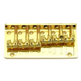 Unbranded 6 String Metal Bass L-Shaped Saddle Fixed Bridge Top Load Tailpiece Gold