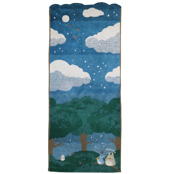 Marushin Ghibli My Neighbor Totoro Face Towel, Ghibli, Moonlit Night 1005045500, Approx. 13.4 x 31.5 inches (34 x 80 cm)
