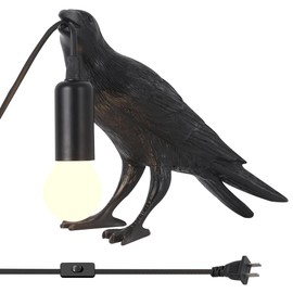 Shandaglo Shandaglo Crow Lamp - Raven Table Lamp with Bulb, Gothic Crow Light - Raven Decor for Bedside Bedroom Living Room Decor