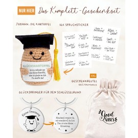 LOViLEE® Positive Potato "Johann" in Gift Set – Lucky Potato with Gift Bag & Pocket Hug – Positive Potato, Lucky Charm Exam, Courage Gift, You Create the Gift