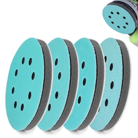 WORKPRO 5 Inch Orbital Sander Interface Pads and Sanding Discs, 4 Foam Buffer Pads & 8 Grit Sandpaper (80/120/240/320), 8 Hole Hook and Loop Soft Cushion Sponge Backing for Sander