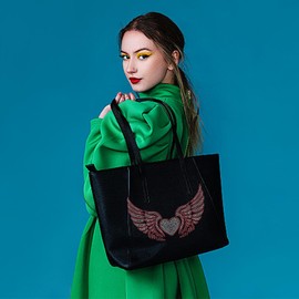 SUPERDANT Red Wings Heart Iron on Rhinestone Heat Transfer Angle Wings Crystal Decor Clear Bling DIY Patch Clothing Repair Hot Fix Applique for T-Shirts Vest Shoes Hat Jacket Decorations