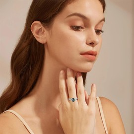 EKJQB Natural Moss Agate Rings For Women 925 Sterling Silver Engagement Wedding Ring For Bridal Dainty White Gold-Plated Promise Ring Jewelry Daily Wear Anniversary Birthday Gifts, Sterling Silver