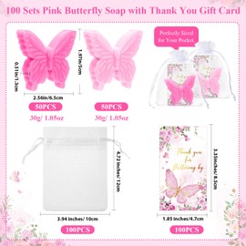 Dunzy 30 Sets Butterfly Theme Baby Shower Favor Bulk Butterfly Soap Favors with Thanks for Fluttering by Inspirational Cards Guests Gift Bags Return Gift Gender Reveal Party Favor for Wedding Bridal